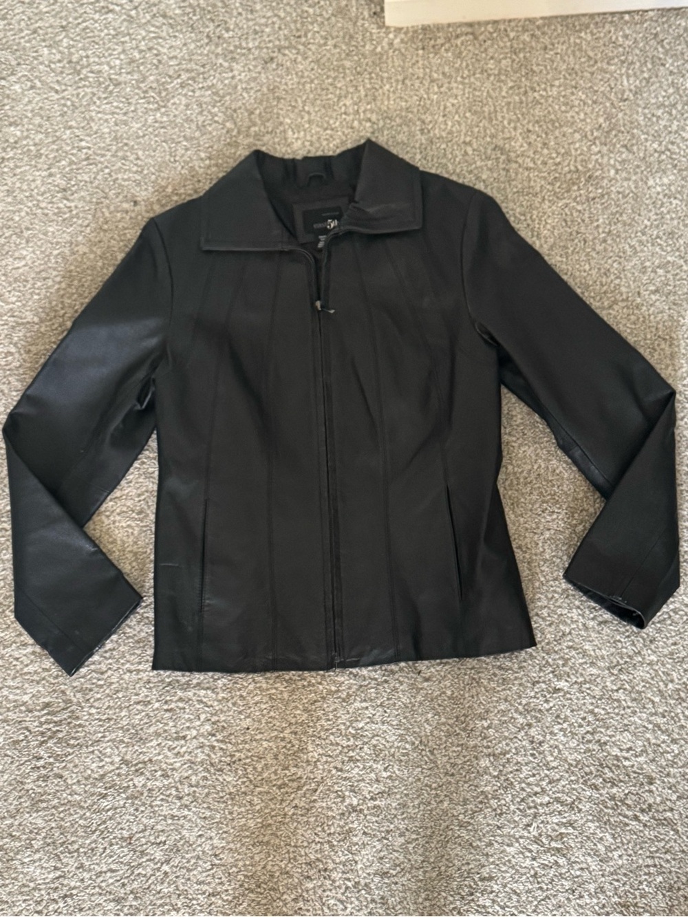 East 5th Black Zip-Front Leather Jacket